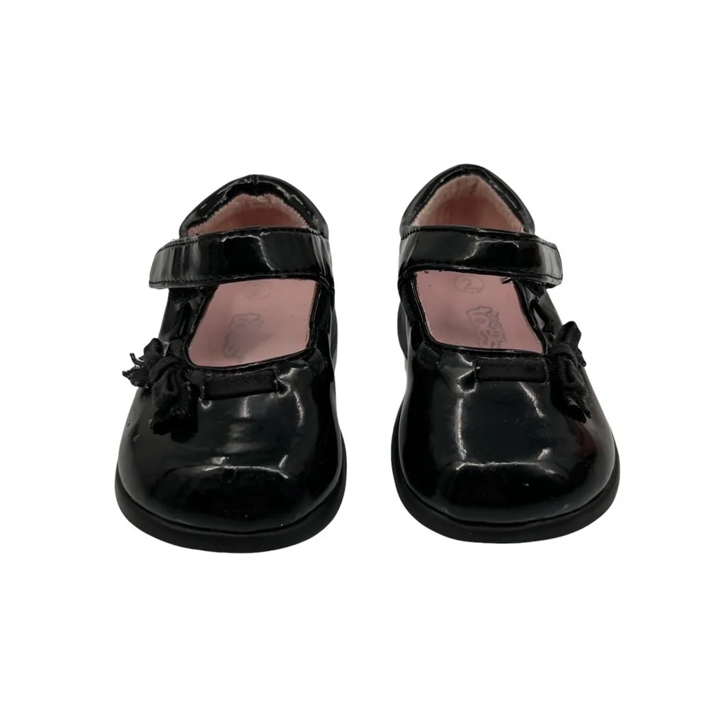 Teeny Toes Black Patent Bow Mary Janes Size 2 Toddler Girl's